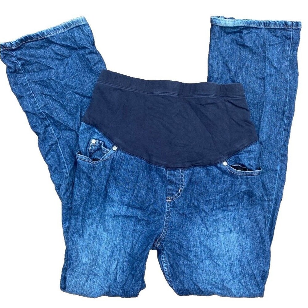 Liz Lange Maternity Jeans Womens Sz 6 Bootcut Pull On Blue Stretch Denim